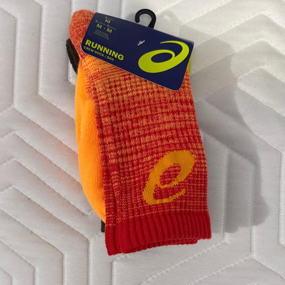 Asics Men's Athletic Socks - Red and Orange